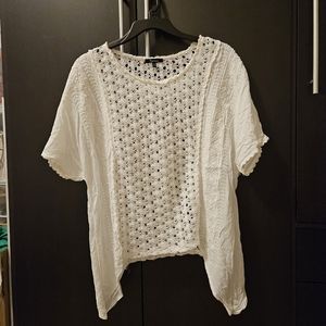 White knitted-lace blouse